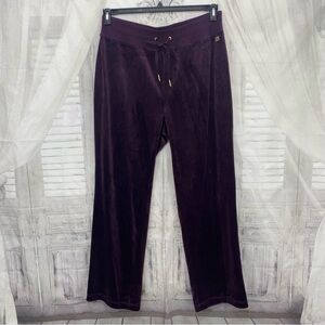 Calvin Klein Size 0X Plus Pants Purple Velvet Sweatpants Elastic Ties 30" Inseam